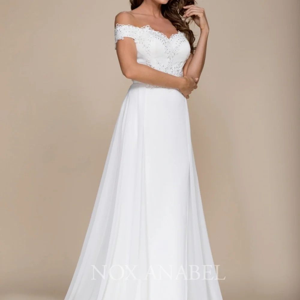 Off Shoulder Off-White A-Line Dress NXE014